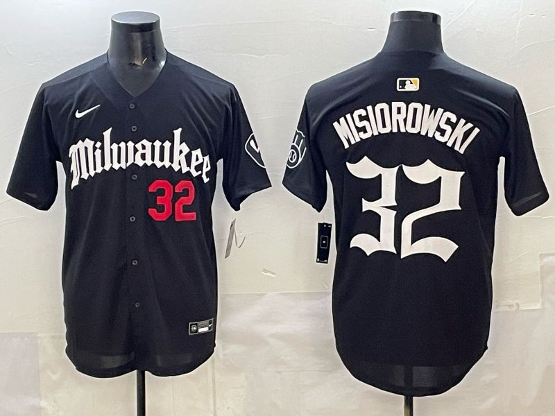 Men 2025 Milwaukee Brewers #32 Misiorowski Black Five generations Joint Name Nike MLB Jersey style 7->milwaukee brewers->MLB Jersey